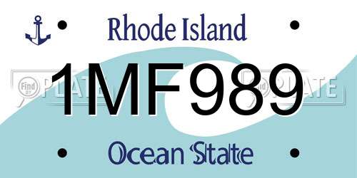1MF989 Rhode Island License Plate