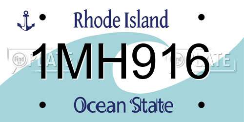 1MH916 Rhode Island License Plate