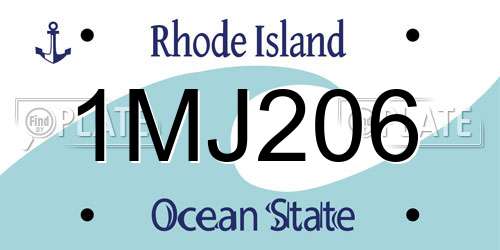 1MJ206 Rhode Island License Plate