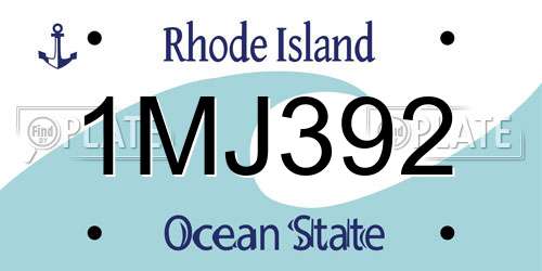 1MJ392 Rhode Island License Plate