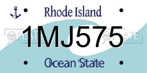 1MJ575 Rhode Island License Plate