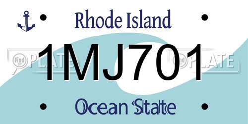 1MJ701 Rhode Island License Plate