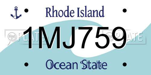 1MJ759 Rhode Island License Plate