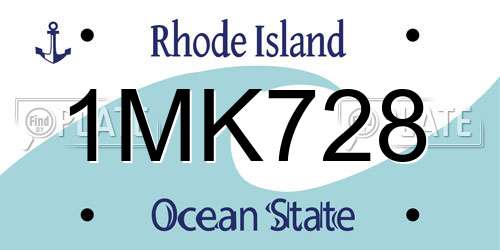 1MK728 Rhode Island License Plate