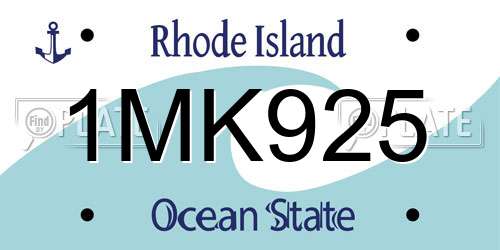 1MK925 Rhode Island License Plate