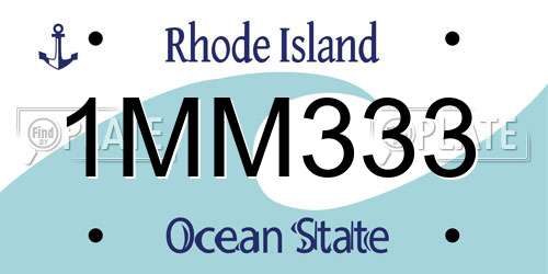 1MM333 Rhode Island License Plate