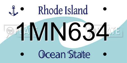 1MN634 Rhode Island License Plate