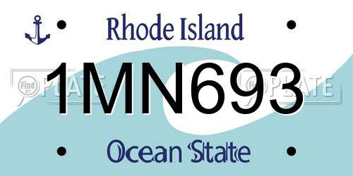 1MN693 Rhode Island License Plate