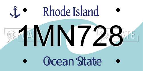 1MN728 Rhode Island License Plate