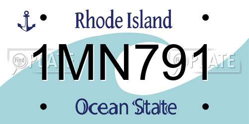 1MN791 Rhode Island License Plate