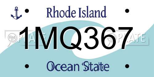 1MQ367 Rhode Island License Plate