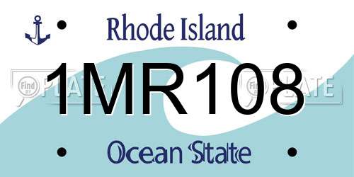 1MR108 Rhode Island License Plate