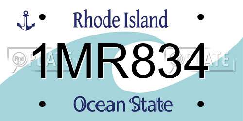 1MR834 Rhode Island License Plate