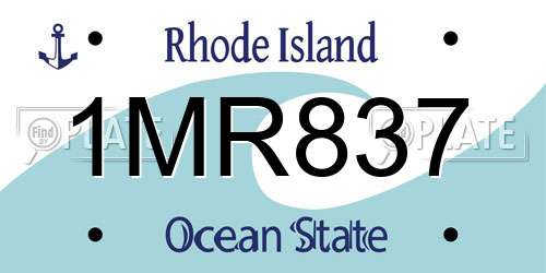 1MR837 Rhode Island License Plate