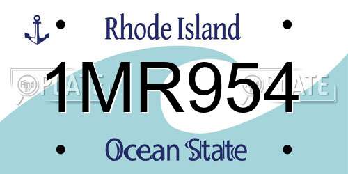 1MR954 Rhode Island License Plate