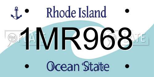 1MR968 Rhode Island License Plate