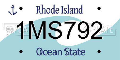 1MS792 Rhode Island License Plate