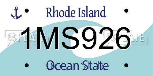 1MS926 Rhode Island License Plate
