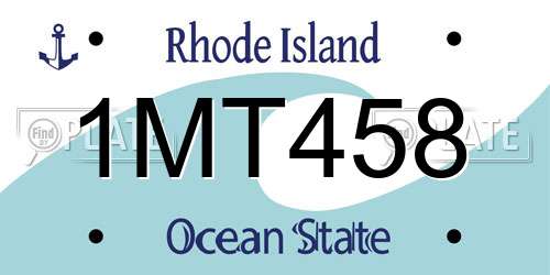 1MT458 Rhode Island License Plate
