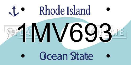 1MV693 Rhode Island License Plate