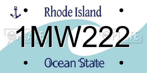 1MW222 Rhode Island License Plate