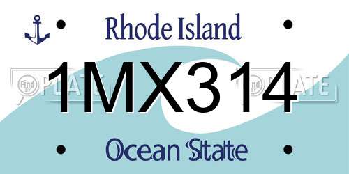 1MX314 Rhode Island License Plate