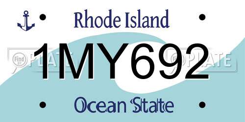 1MY692 Rhode Island License Plate