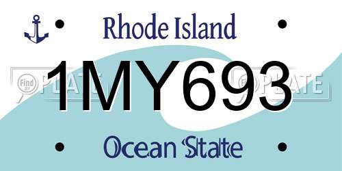 1MY693 Rhode Island License Plate