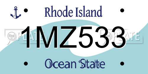 1MZ533 Rhode Island License Plate