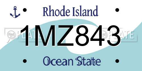 1MZ843 Rhode Island License Plate