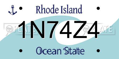 1N74Z4 Rhode Island License Plate