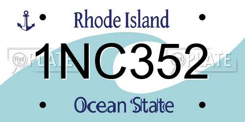 1NC352 Rhode Island License Plate