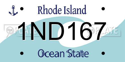 1ND167 Rhode Island License Plate
