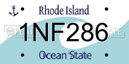 1NF286 Rhode Island License Plate