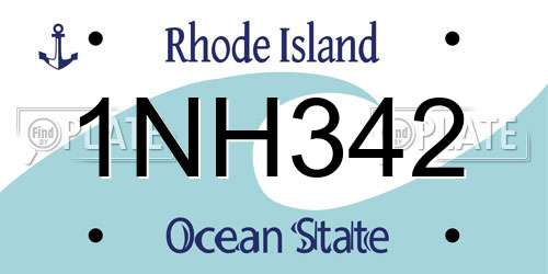 1NH342 Rhode Island License Plate