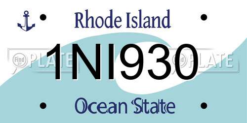 1NI930 Rhode Island License Plate