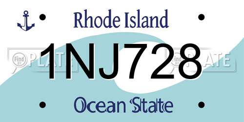 1NJ728 Rhode Island License Plate