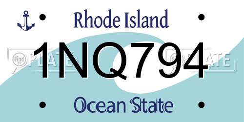 1NQ794 Rhode Island License Plate