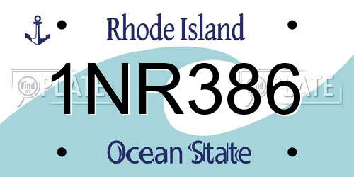 1NR386 Rhode Island License Plate