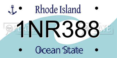 1NR388 Rhode Island License Plate