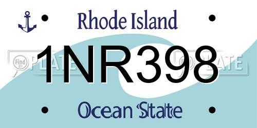 1NR398 Rhode Island License Plate