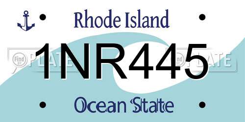 1NR445 Rhode Island License Plate