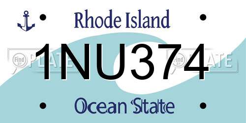 1NU374 Rhode Island License Plate