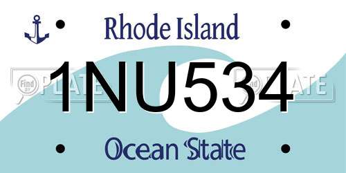 1NU534 Rhode Island License Plate
