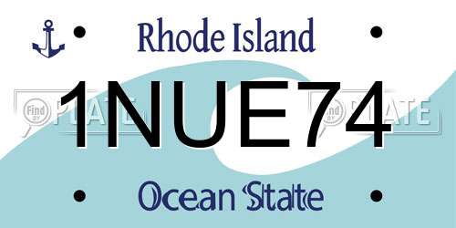 1NUE74 Rhode Island License Plate