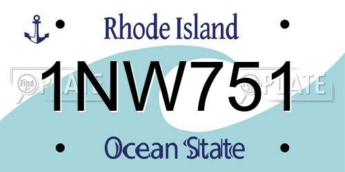 1NW751 Rhode Island License Plate