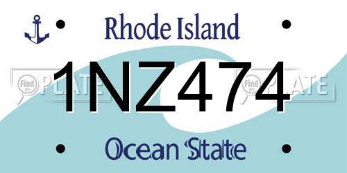 1NZ474 Rhode Island License Plate