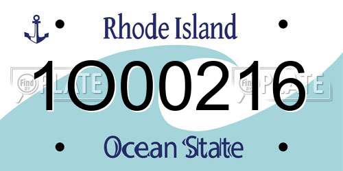 1O00216 Rhode Island License Plate