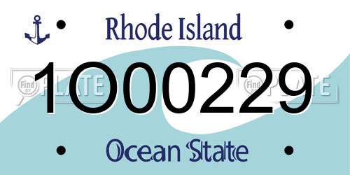 1O00229 Rhode Island License Plate
