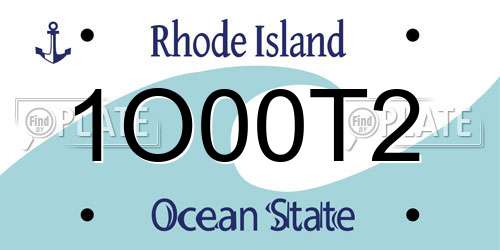 1O00T2 Rhode Island License Plate